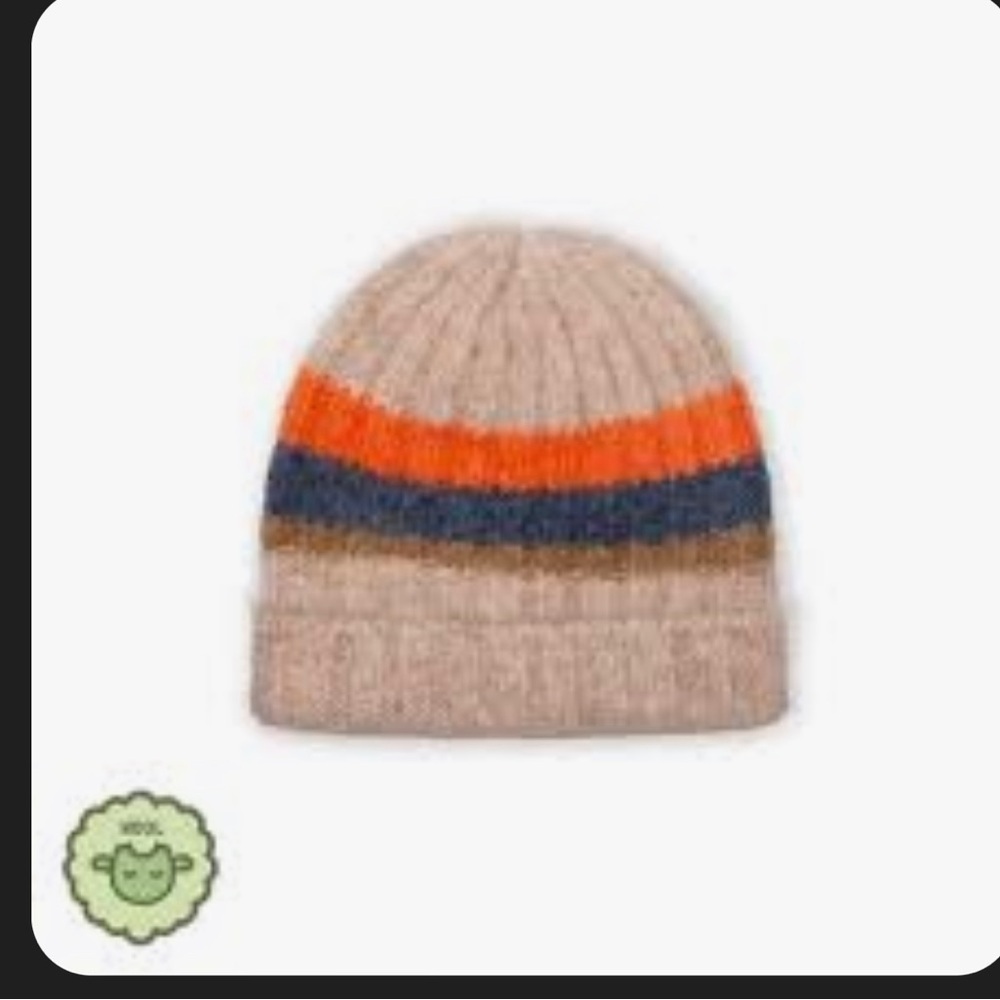 Kids Striped Beanie in Orange and Blue by A Monday In Copenhagan